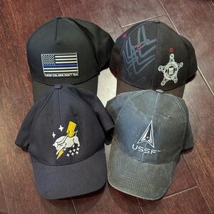 Set of Four Black and Gray law enforcement Themed Caps / hats